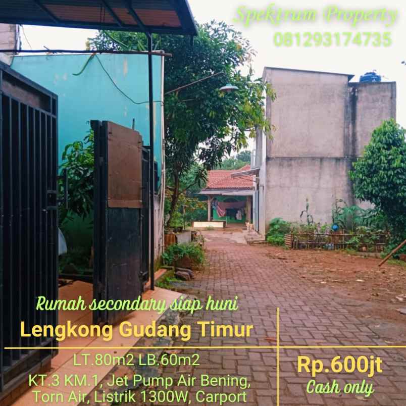 dijual rumah lengkong gudang timur serpong