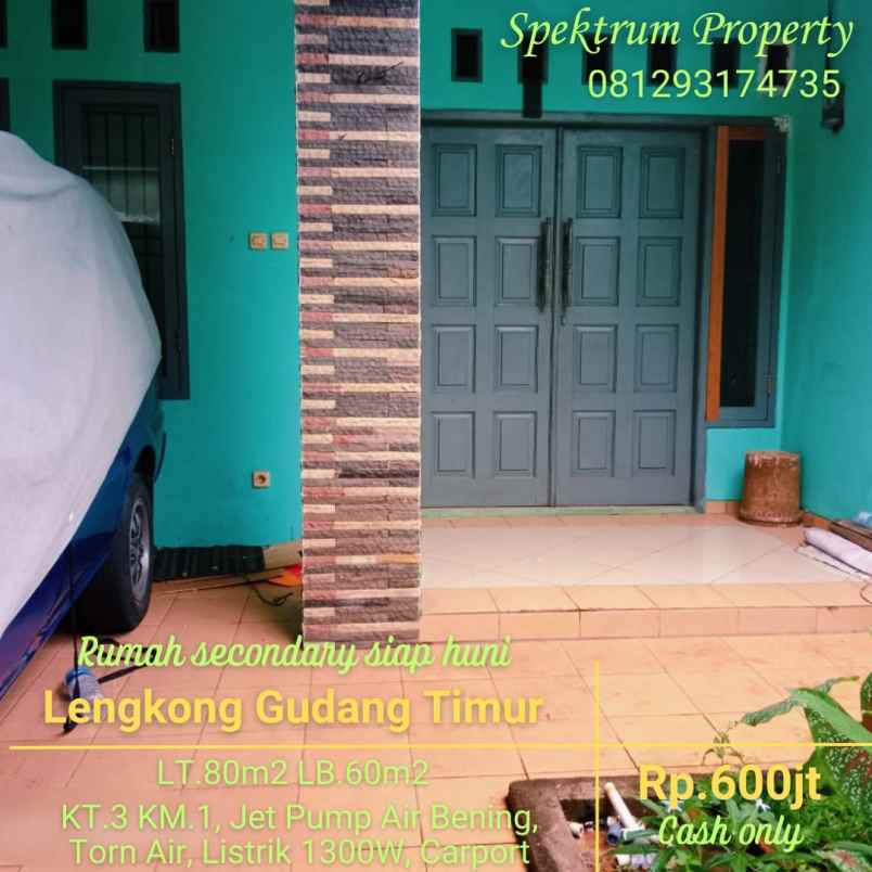 dijual rumah lengkong gudang timur serpong