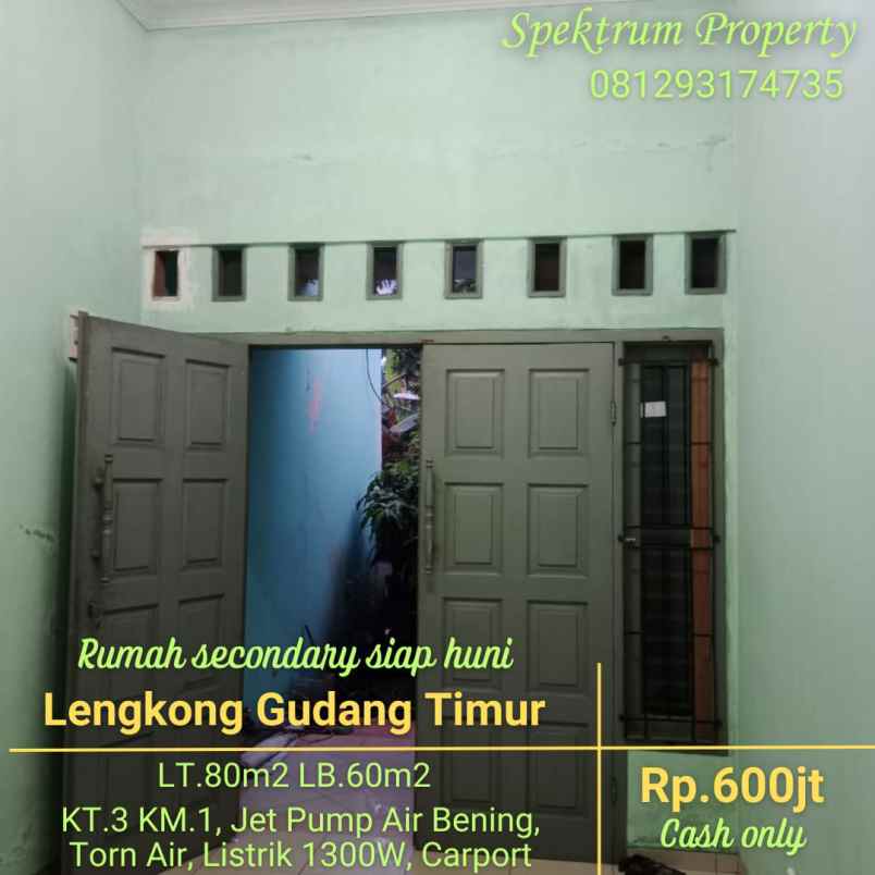 dijual rumah lengkong gudang timur serpong