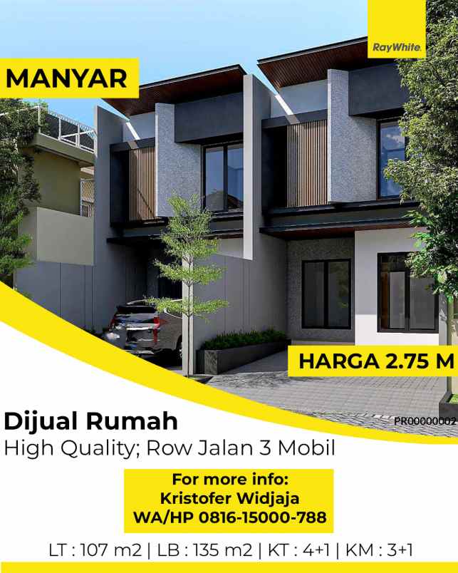 dijual rumah manyar jaya