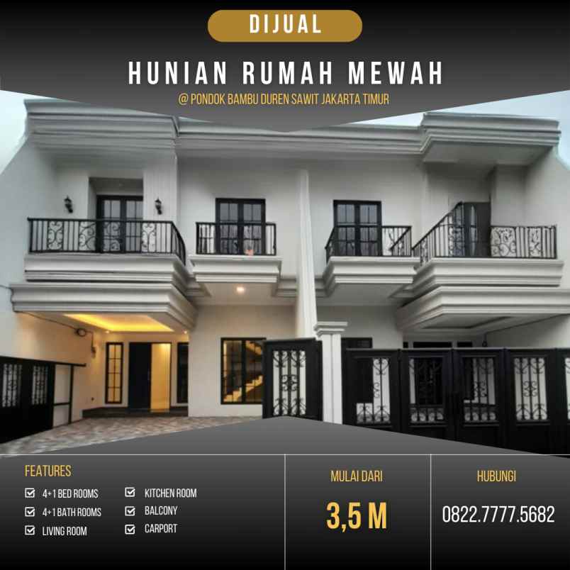 dijual rumah pondok bambu duren sawit