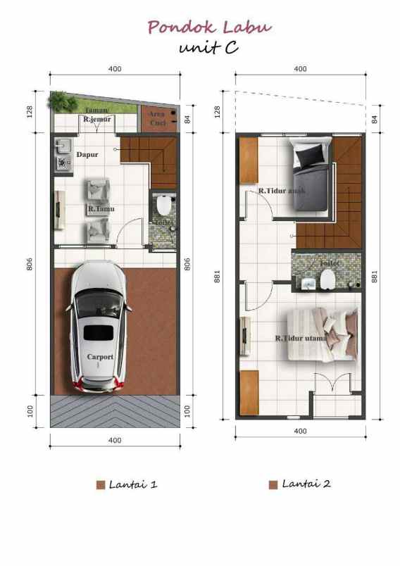 dijual rumah pondok labu