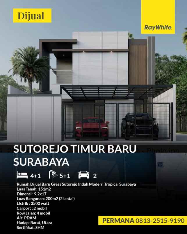 dijual rumah sutorejo indah