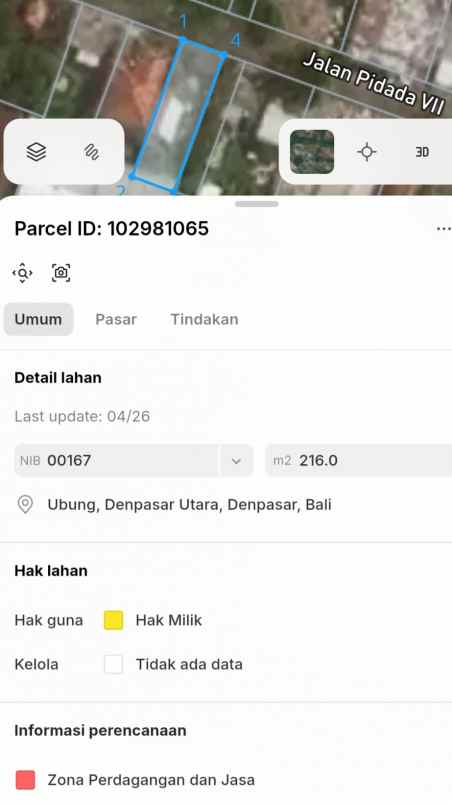 dijual tanah ca4go ubung