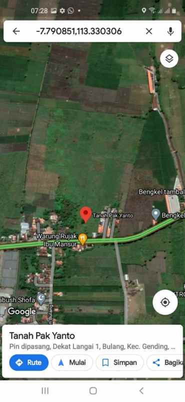 dijual tanah desa bulang kec gending