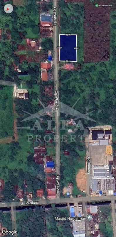 dijual tanah jalan perdana gg wasidik kota pontianak