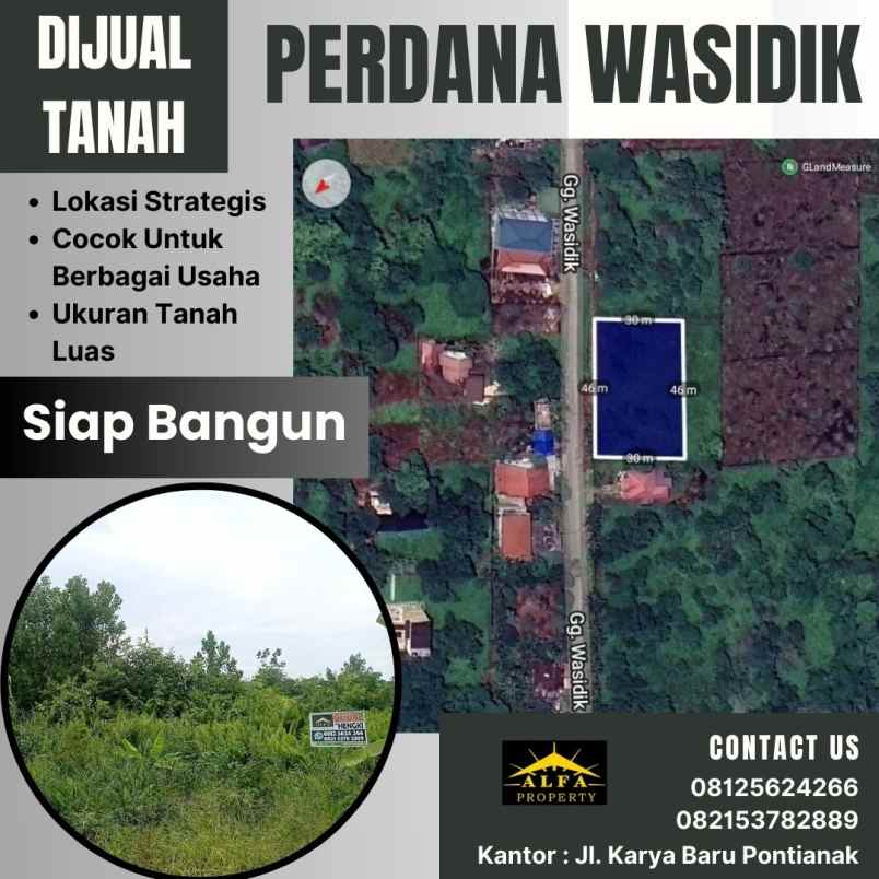 dijual tanah jalan perdana gg wasidik kota pontianak