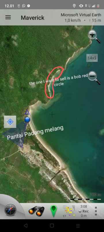 dijual tanah jl pantai padang melang