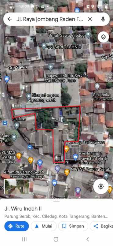 dijual tanah jl raden patah parung