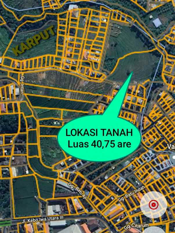 dijual tanah jln panji kebo iwo utara iii