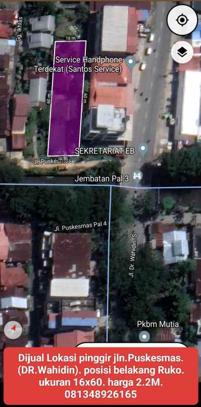 dijual tanah jln puskesmas