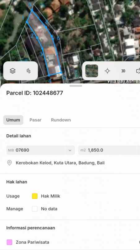 dijual tanah pantai batu beliq