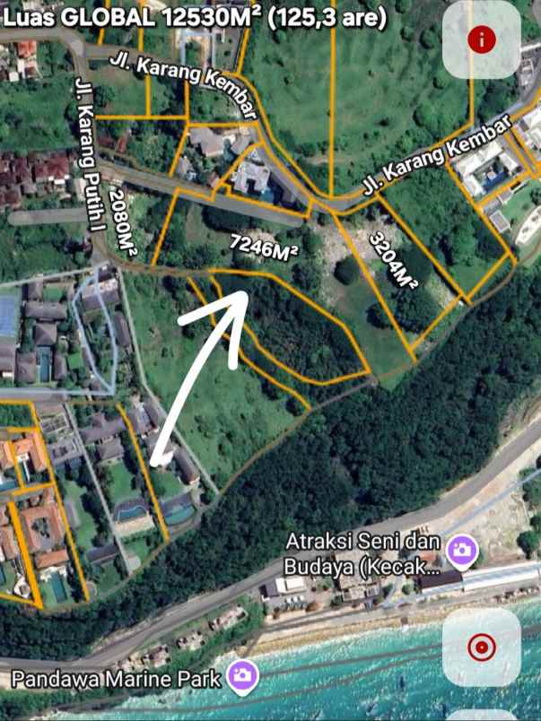 dijual tanah pantai pandawa