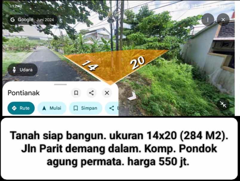 dijual tanah parit demang dalam