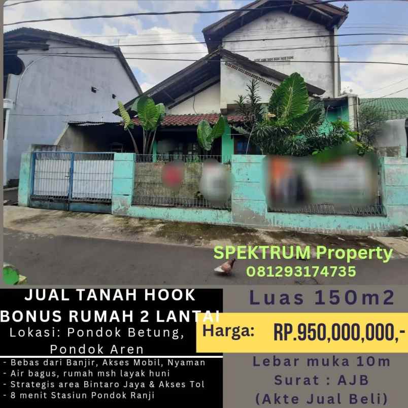 dijual tanah pondok betung pondok aren