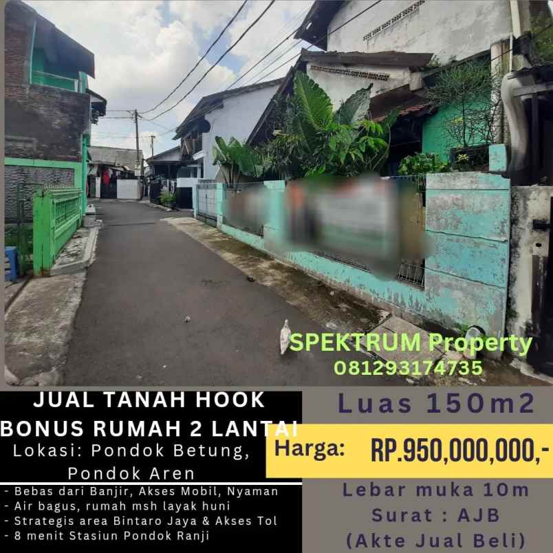 dijual tanah pondok betung pondok aren