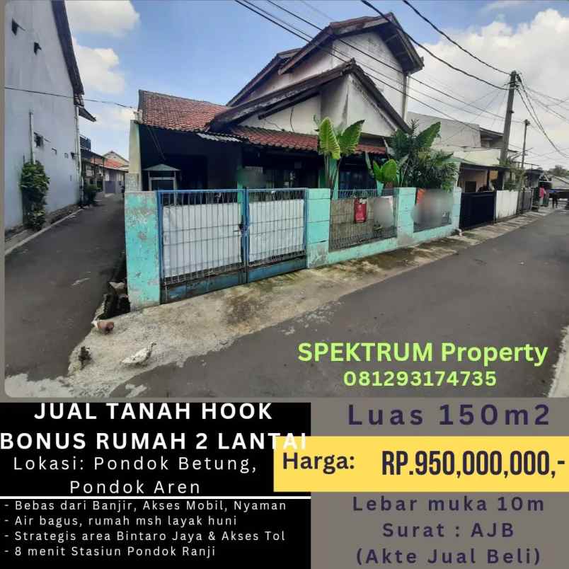 dijual tanah pondok betung pondok aren