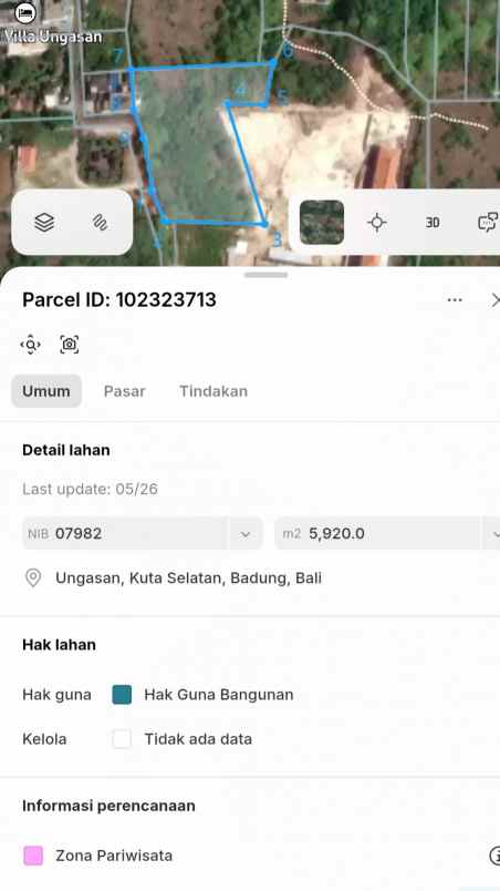 dijual tanah utara patung gwk