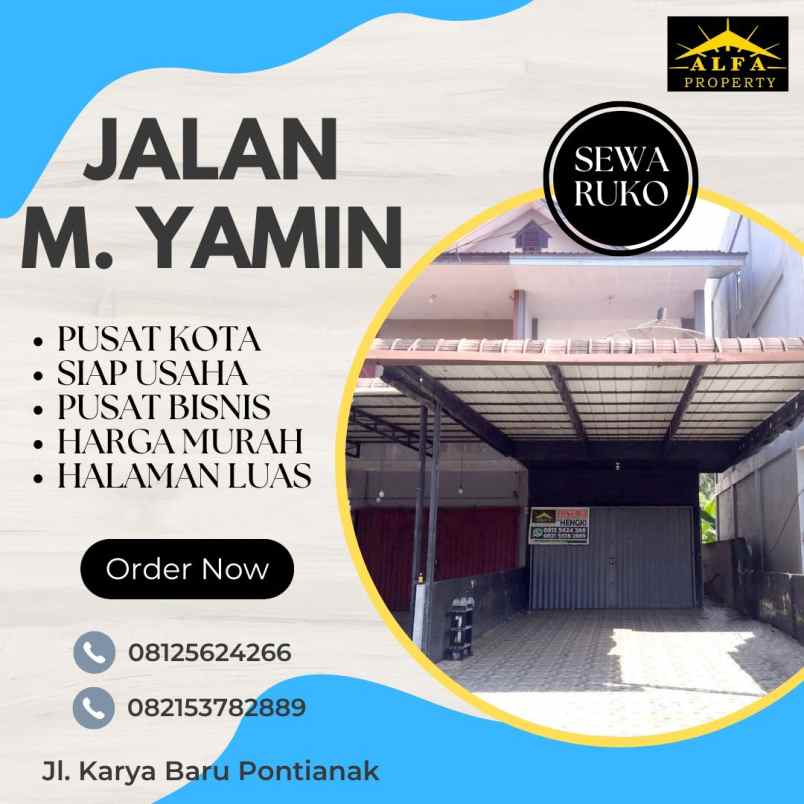 disewakan ruko jalan m yamin kota pontianak