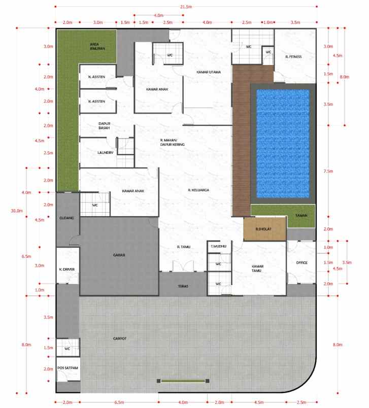 hunian mewah bebas desain type 400 di komplek pemda