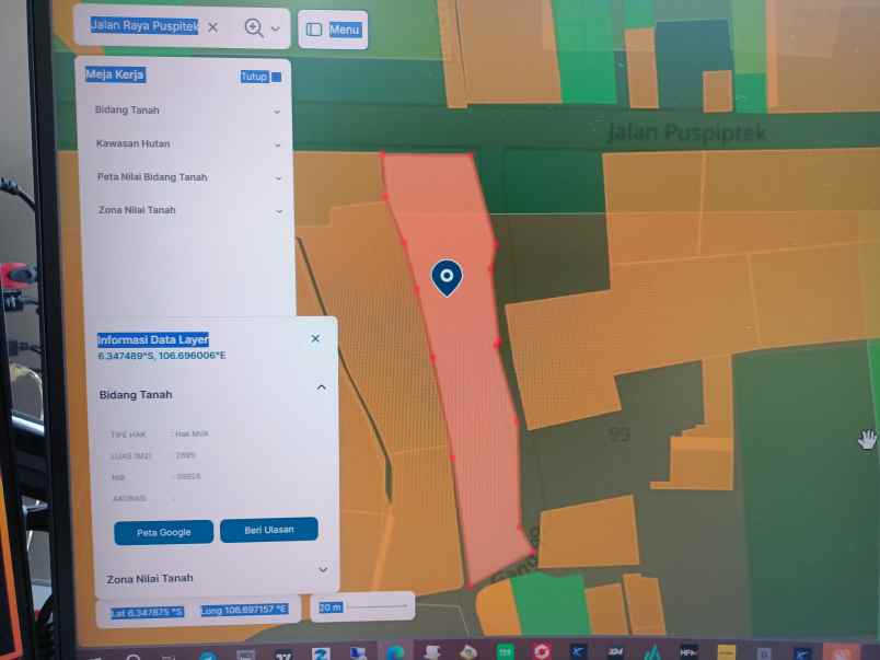 jual cepat tanah di pinggir jalan raya puspitek