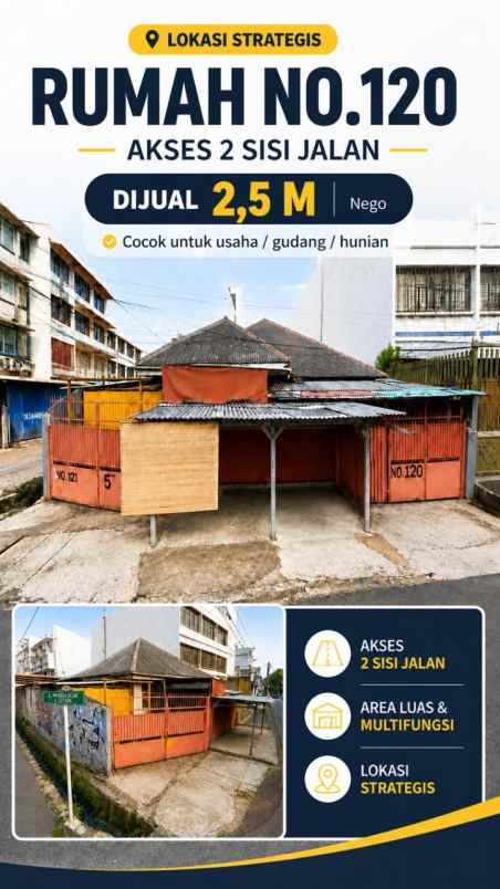jual tanah ajb ada rumah kantor gudang di kawasan3