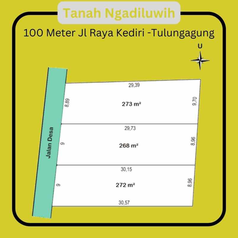 jual tanah kediri dekat jl raya ngadiluwih 800 an m2