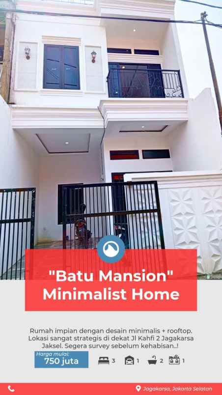 rumah 2 lantai ada rooftop jagakarsa jakarta selatan