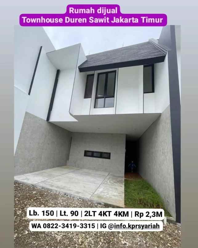 rumah 2 lantai townhouse duren sawit jakarta timur