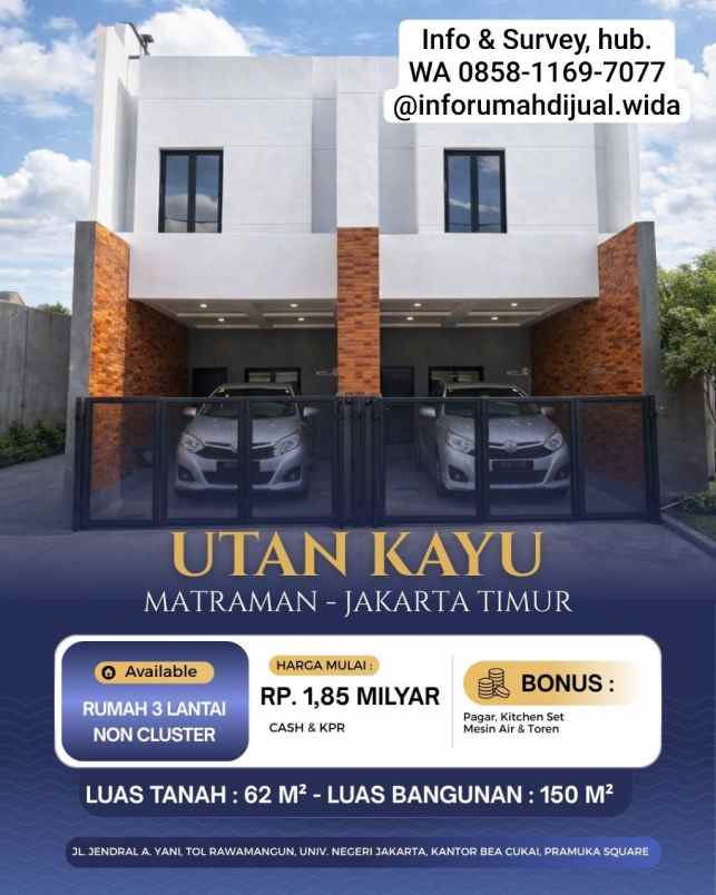 rumah 3lt dekat rsud matraman utan kayu jakarta timur