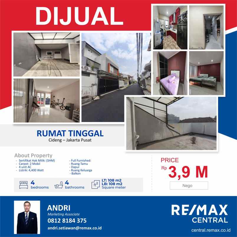 rumah bagus furnished shm cideng jakarta pusat