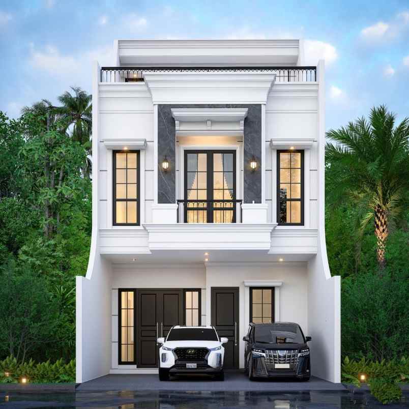 rumah classic modern rooftop di kebagusan jakarta