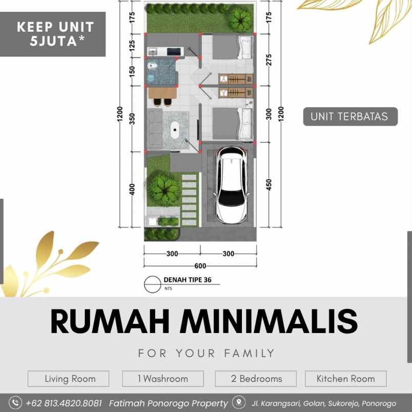 rumah satu lantai minimalis syariah ponorogo