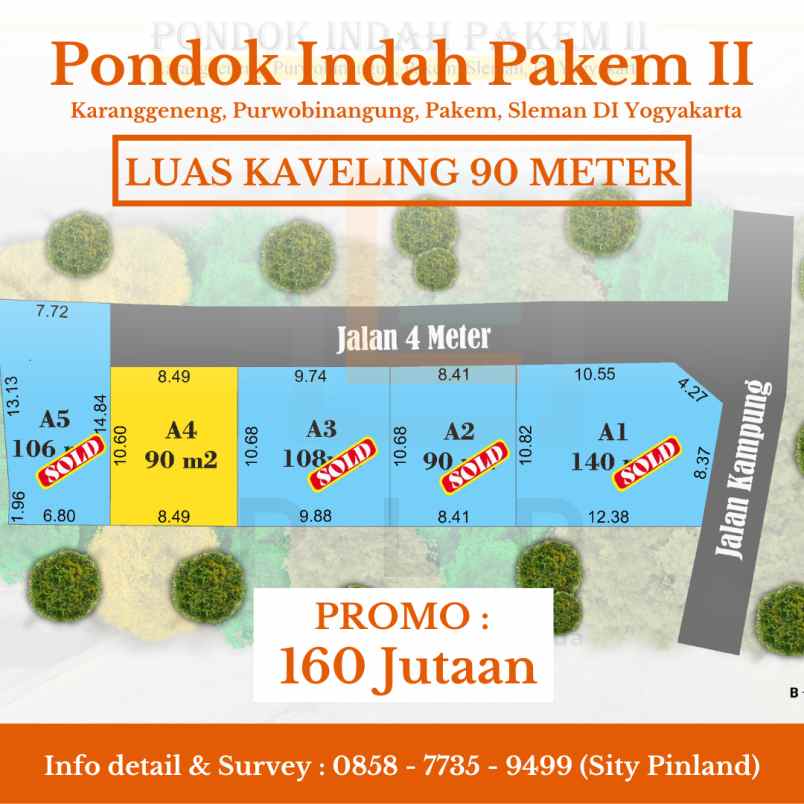 tanah kaveling shm pekarangan barat jl palagan km 15