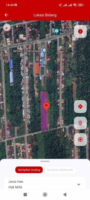 tanah siap bangun jalan bukit batu pal 5