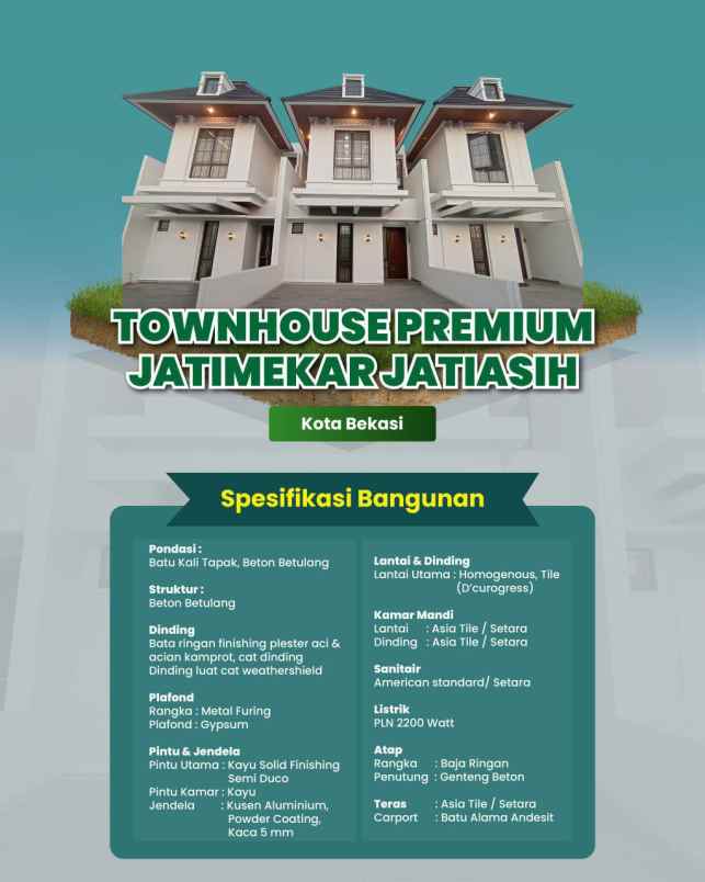 townhouse siap huni rumah mewah dekat jakarta timur