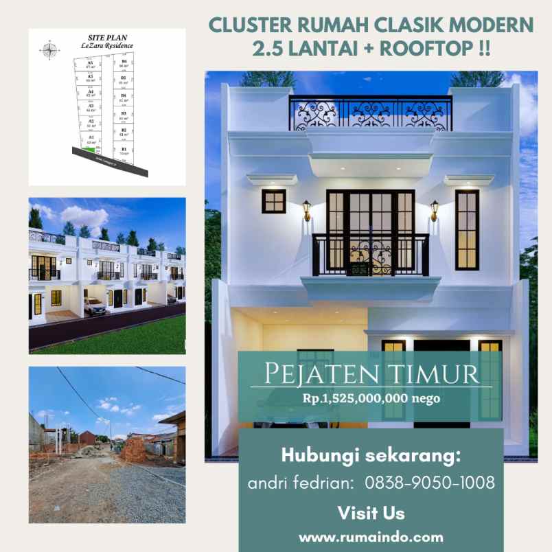 cluster rumah clasik modern 2 5 lantai rooftop