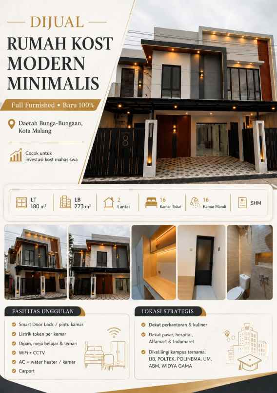 dijual kos exclusive dekat ub lowokwaru malang