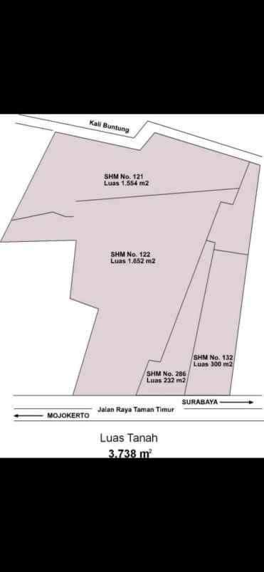 dijual ruko gudang kantor jalan raya taman