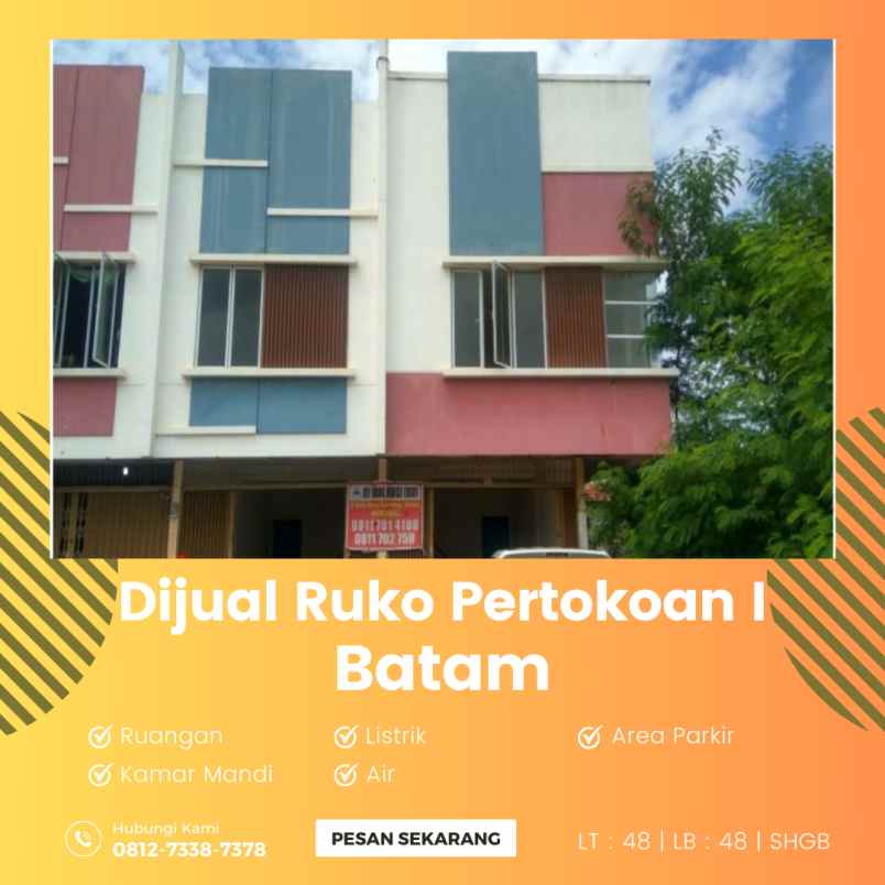 dijual ruko pertokoan batam kepulauan riau