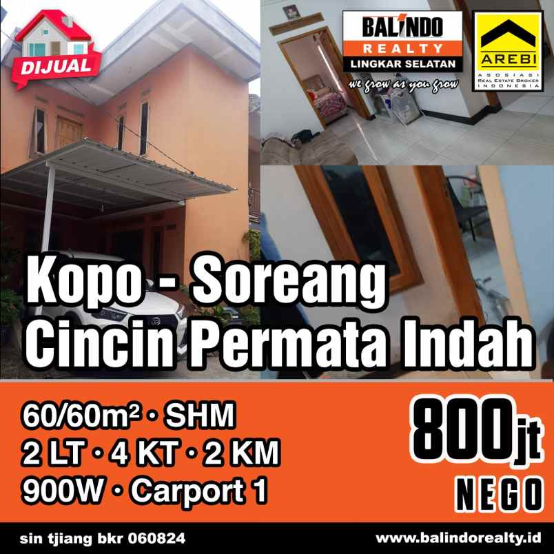 dijual rumah 2 lantai nyaman di cincin permata indah