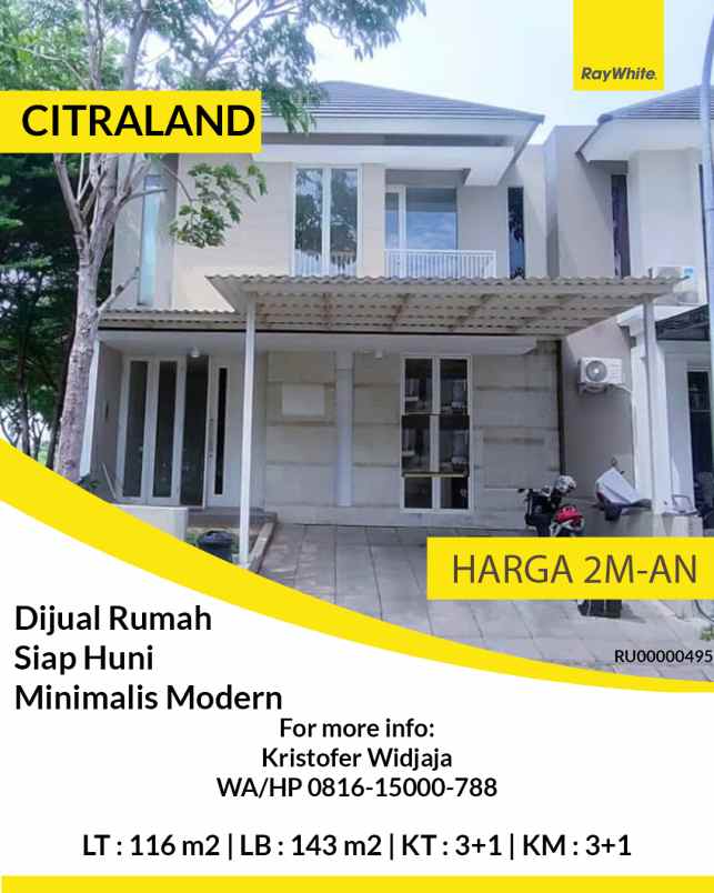 dijual rumah citraland surabaya