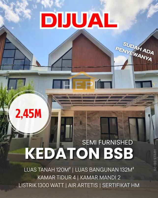dijual rumah di kedaton bsb semarang
