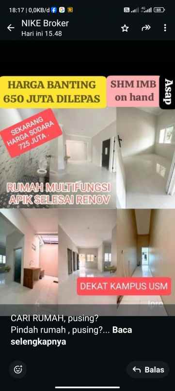 dijual rumah di ring 1 usm tlogosari semarang