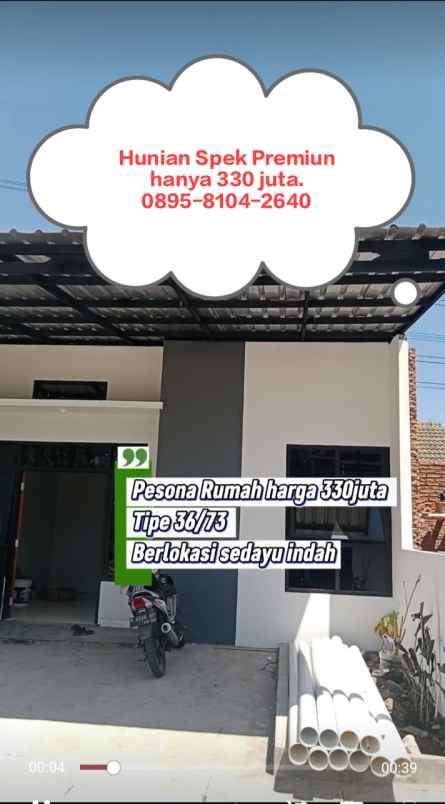 dijual rumah jl sedayu gentong