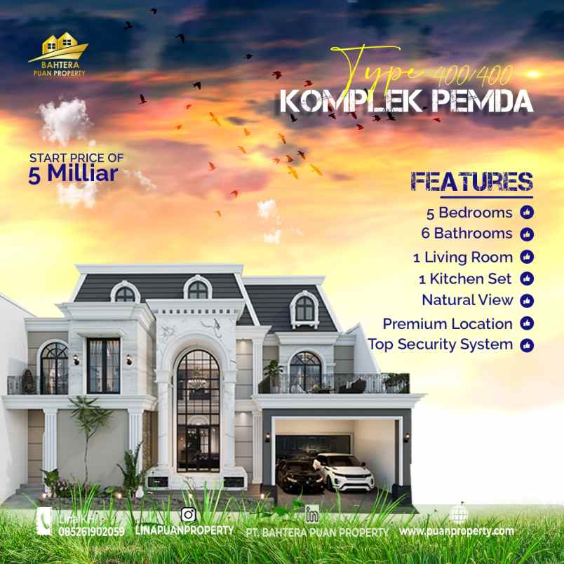 dijual rumah komplek pemda jl cemara gading