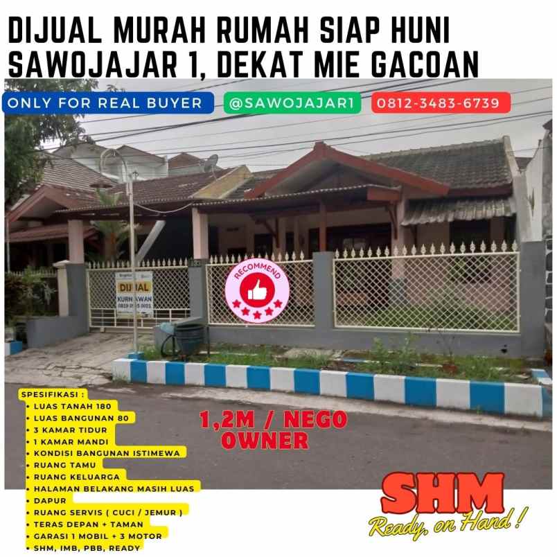 dijual rumah sawojajar 1