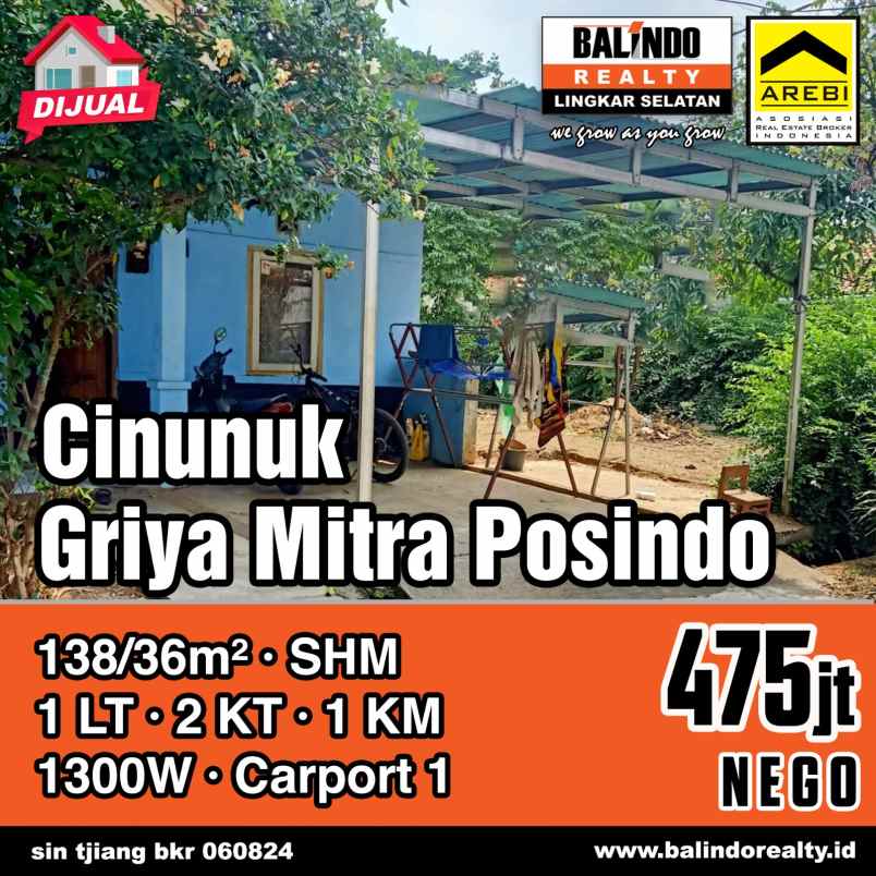 dijual rumah siap huni di griya mitra posindo