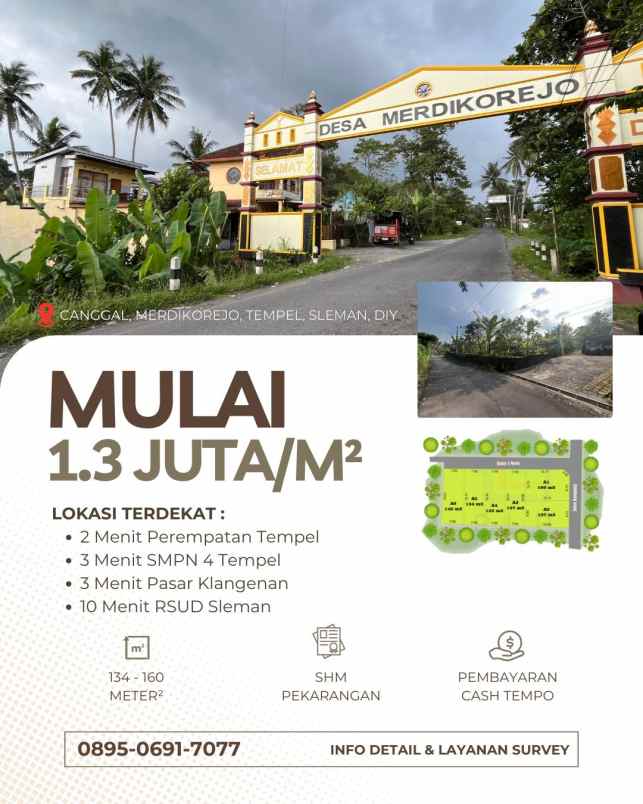 dijual tanah canggal utara perempatan