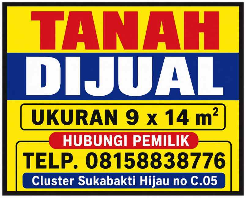 dijual tanah cluster sukabakti hijau